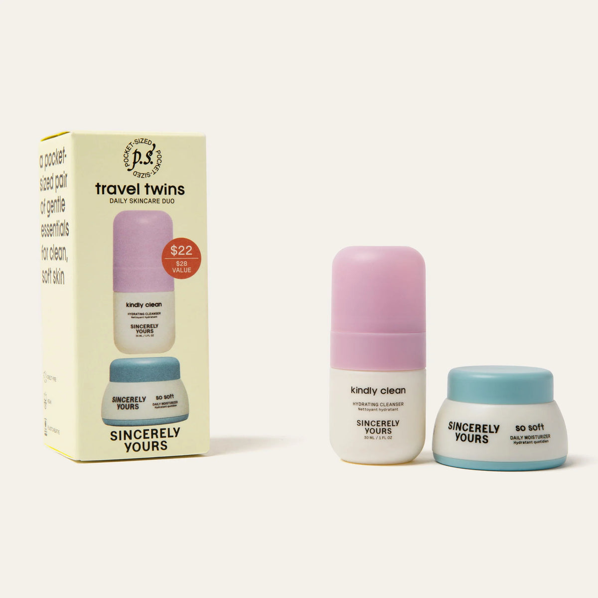 P.S. Travel Twins Mini Cleanser & Moisturizer Duo - Azora Beauty