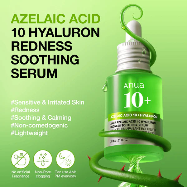 Azelaic Acid 10 Hyaluron Redness Soothing Serum - Azora Beauty