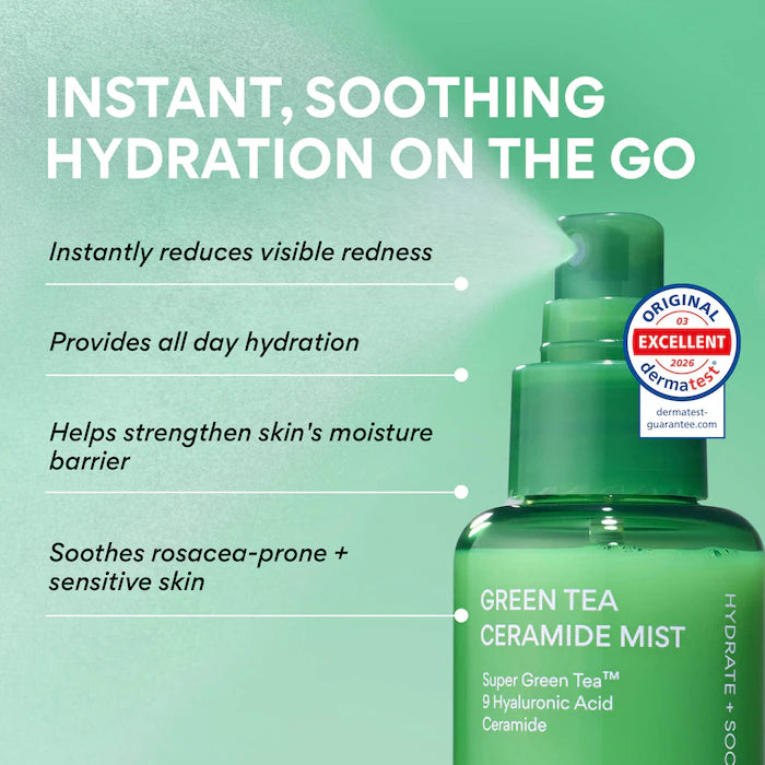 Green Tea Korean Ceramide Mist With Hyaluronic Acid For Redness & Soothing