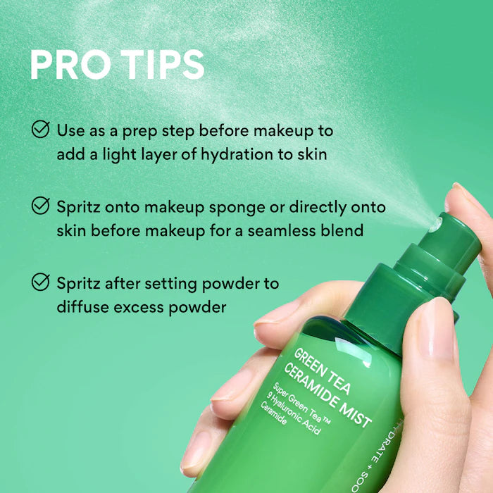 Green Tea Korean Ceramide Mist With Hyaluronic Acid For Redness & Soothing