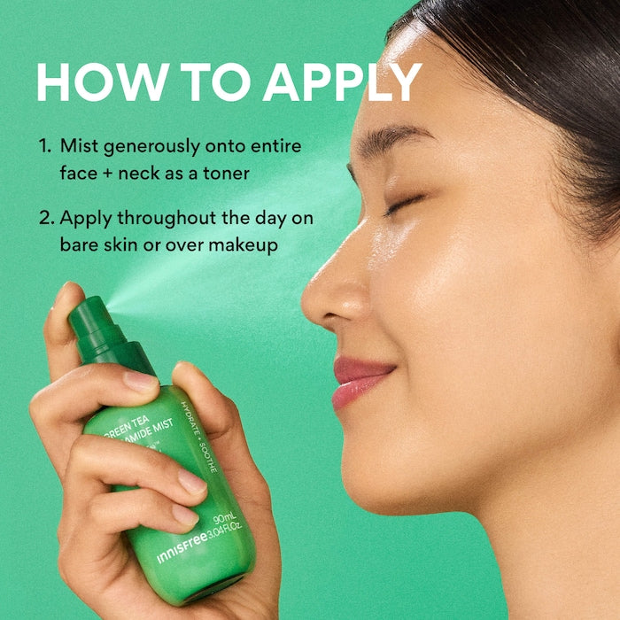 Green Tea Korean Ceramide Mist With Hyaluronic Acid For Redness & Soothing