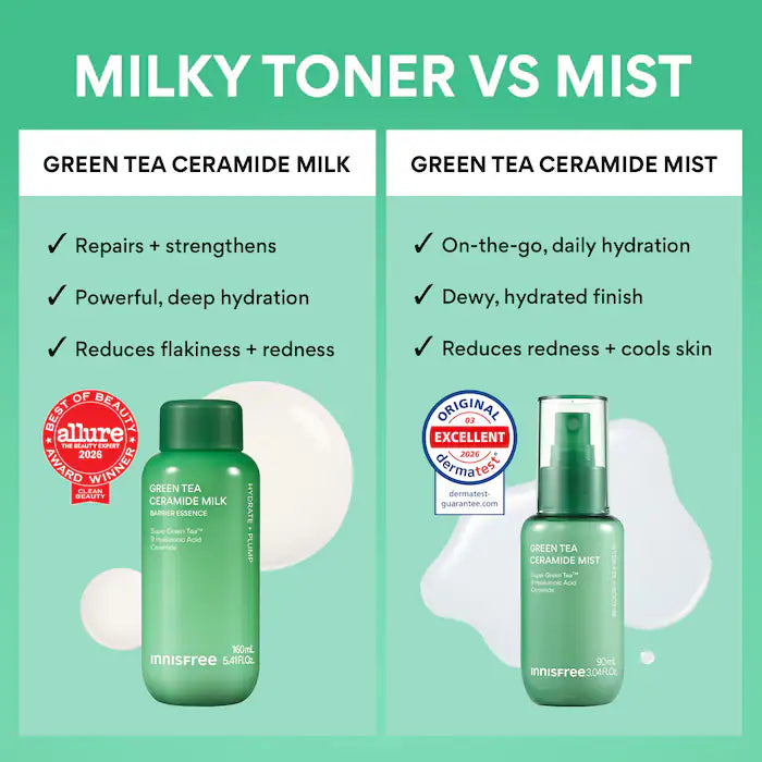 Green Tea Korean Ceramide Mist With Hyaluronic Acid For Redness & Soothing