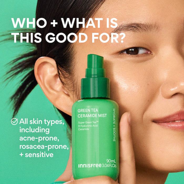 Green Tea Korean Ceramide Mist With Hyaluronic Acid For Redness & Soothing