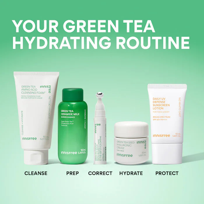 Korean Jeju Green Tea Eye Serum With Caffeine For Hydration + Puffiness